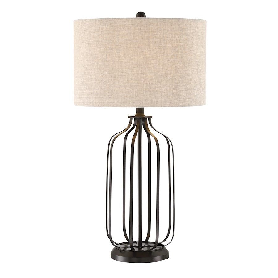 Lite Source Blaine 1 Light Table Lamp, Matte Black/Linen - LS-23058