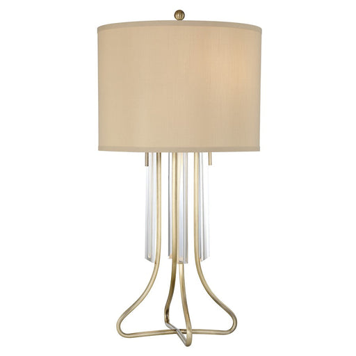 Lite Source Chantelle 2 Light Table Lamp , Antique Brass/Fabric - LS-23065