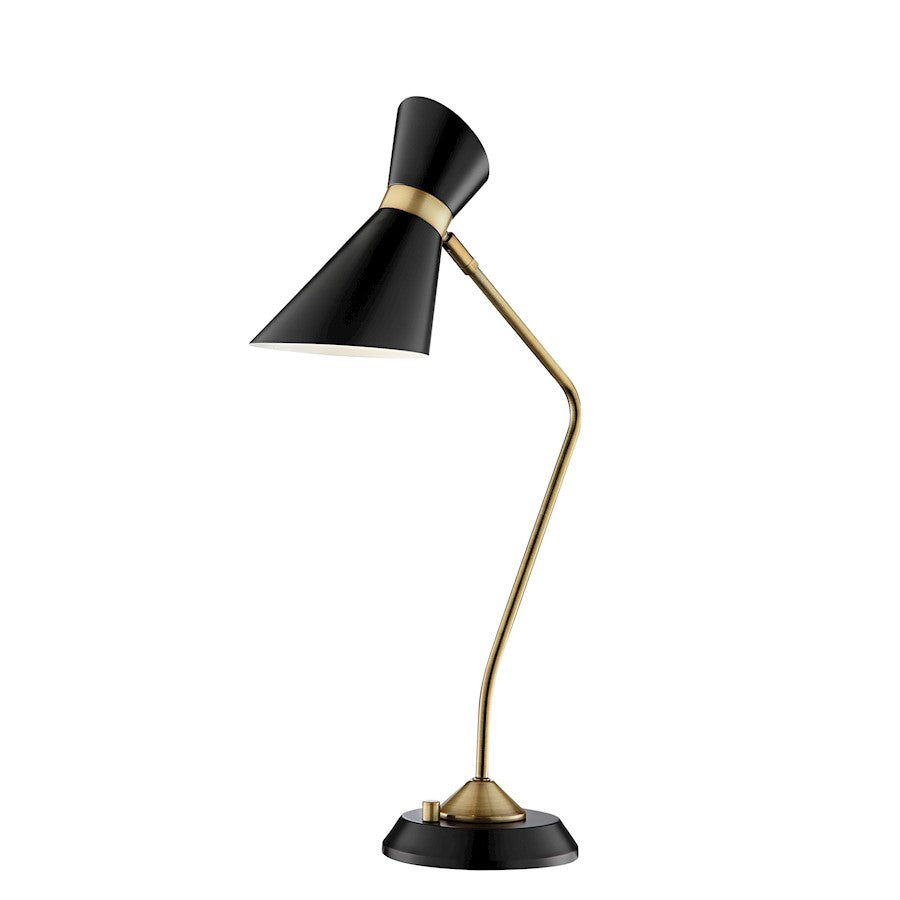 Lite Source Jared Desk/1 Light Table Lamp, Antique Brass/Black/Metal - LS-23135