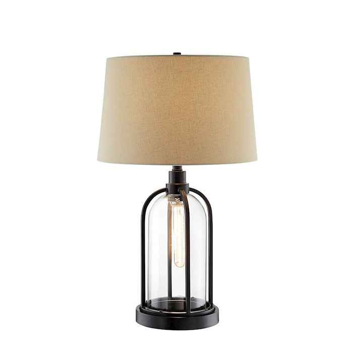 Lite Source Anton 2 Light Table Lamp/Night Lite, Black/Fabric - LS-23142