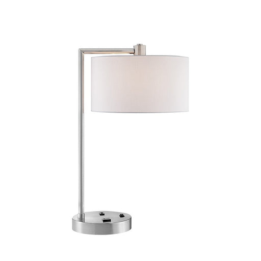 Lite Source Lexiana 1 Light Table Lamp, Brushed Nickel/White - LS-23148