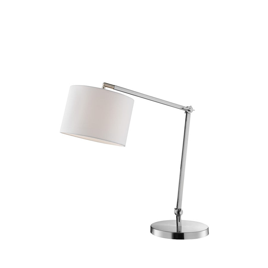 Lite Source Lark 1 Light Table Lamp, Brushed Nickel/White - LS-23155