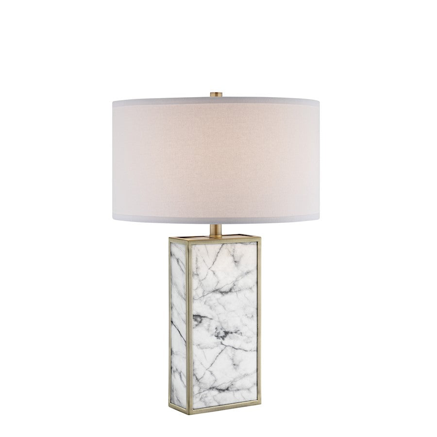 Lite Source Mollia 1 Light Table Lamp, Faux Marble/White Linen - LS-23177