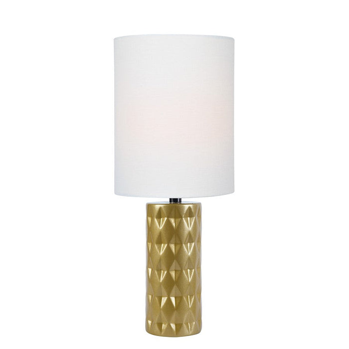 Lite Source Delta Mini 1 Light Table Lamp, Gold Ceramic/White - LS-23202GOLD