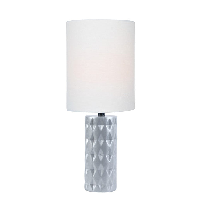 Lite Source Delta Mini 1 Light Table Lamp, Silver/White - LS-23202SILV