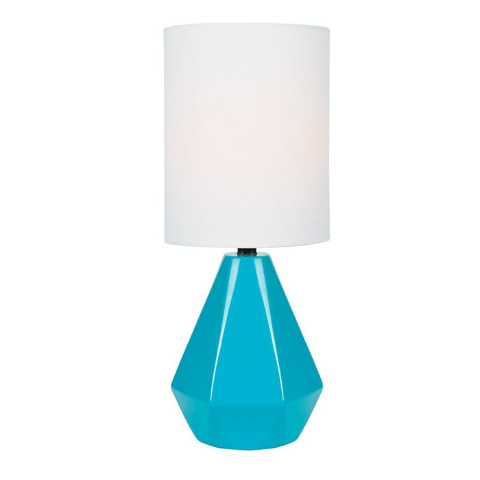 Lite Source Mason Mini 1 Light Table Lamp, Blue/White Linen - LS-23204BLU