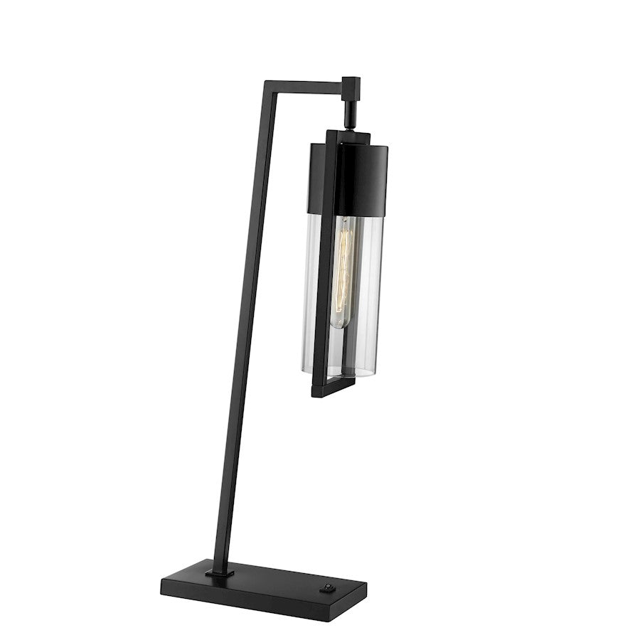 Lite Source Norman 1 Light Table Lamp, Black/Clear - LS-23264BLK