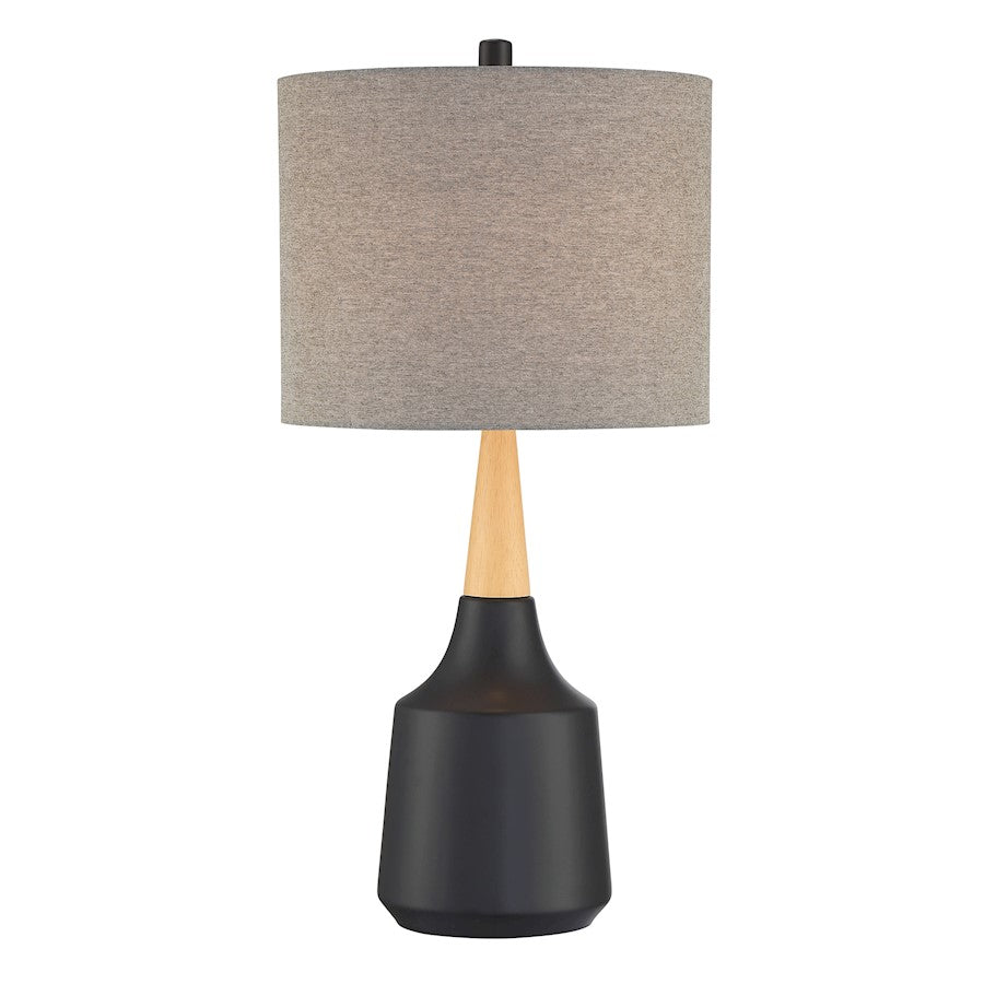 Lite Source Genson 1 Light Table Lamp, Two Tone Black/Wood/Grey - LS-23430