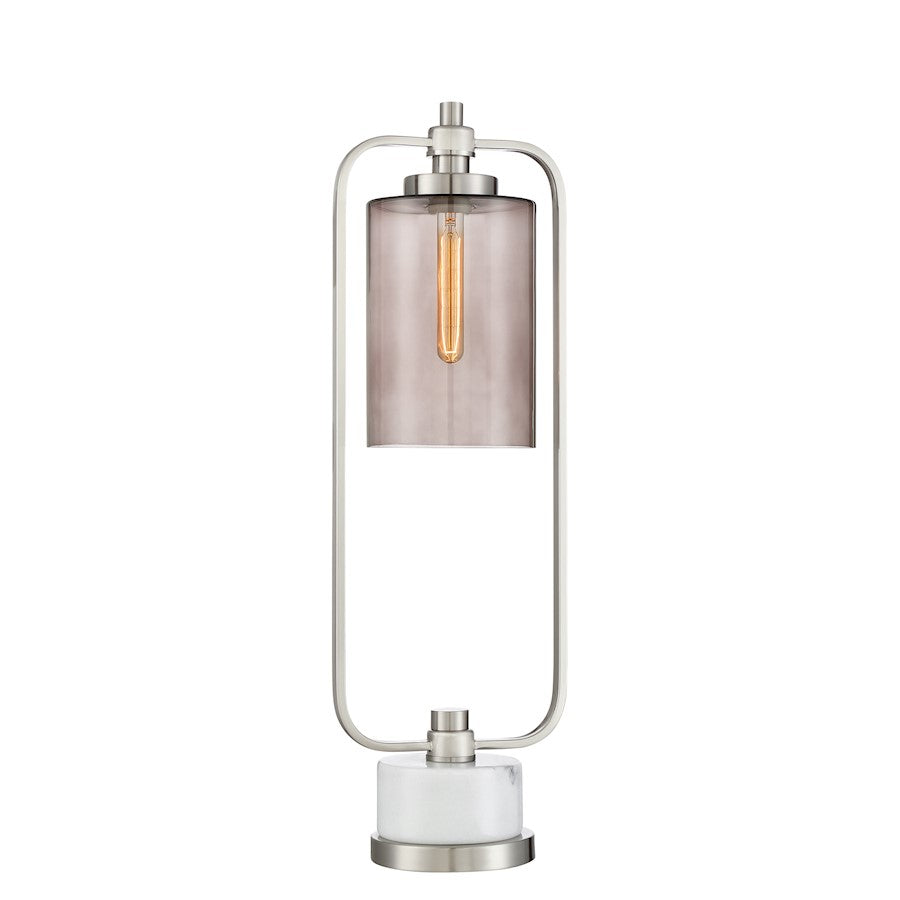 Lite Source Lubbock 1 Light Table Lamp, Brushed Nickel/Marble/Smoke - LS-23440