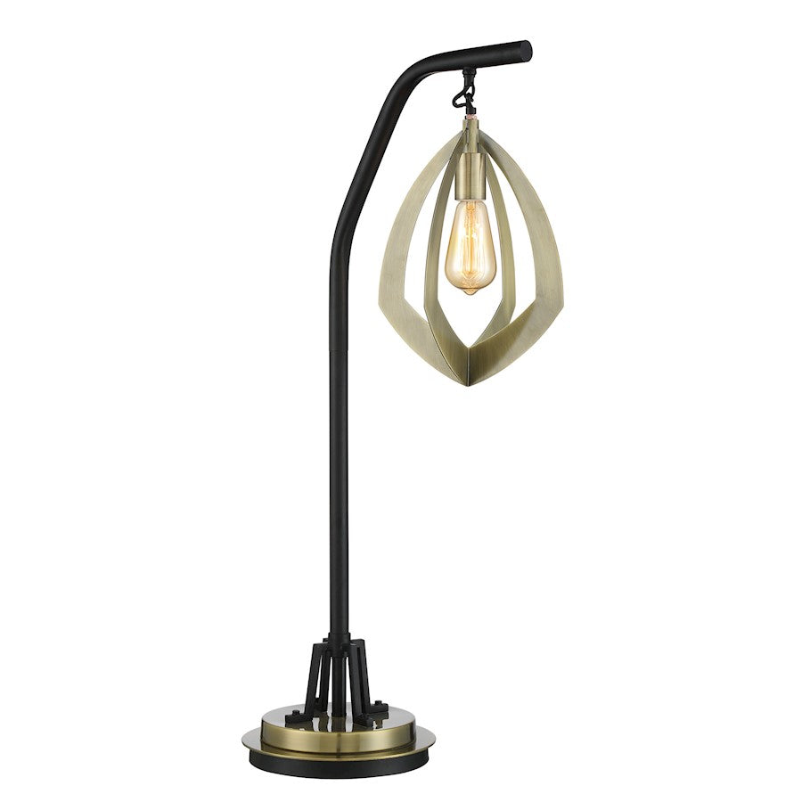 Lite Source Rogerton 1 Light Table Lamp, Antique Brass/Black/Meetal - LS-23445