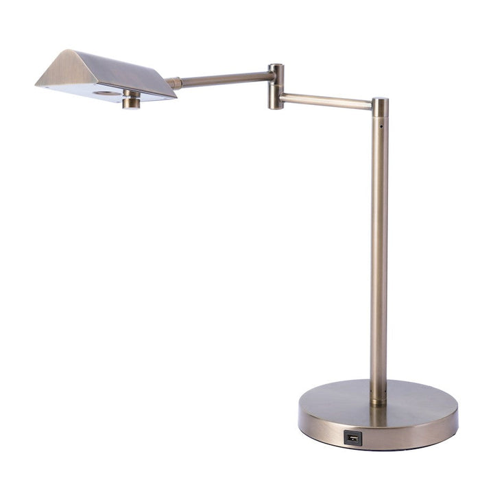 Lite Source Pharma LED 1 Light Desk Lamp, Brass/Usb Charging - LS-360LED-AB