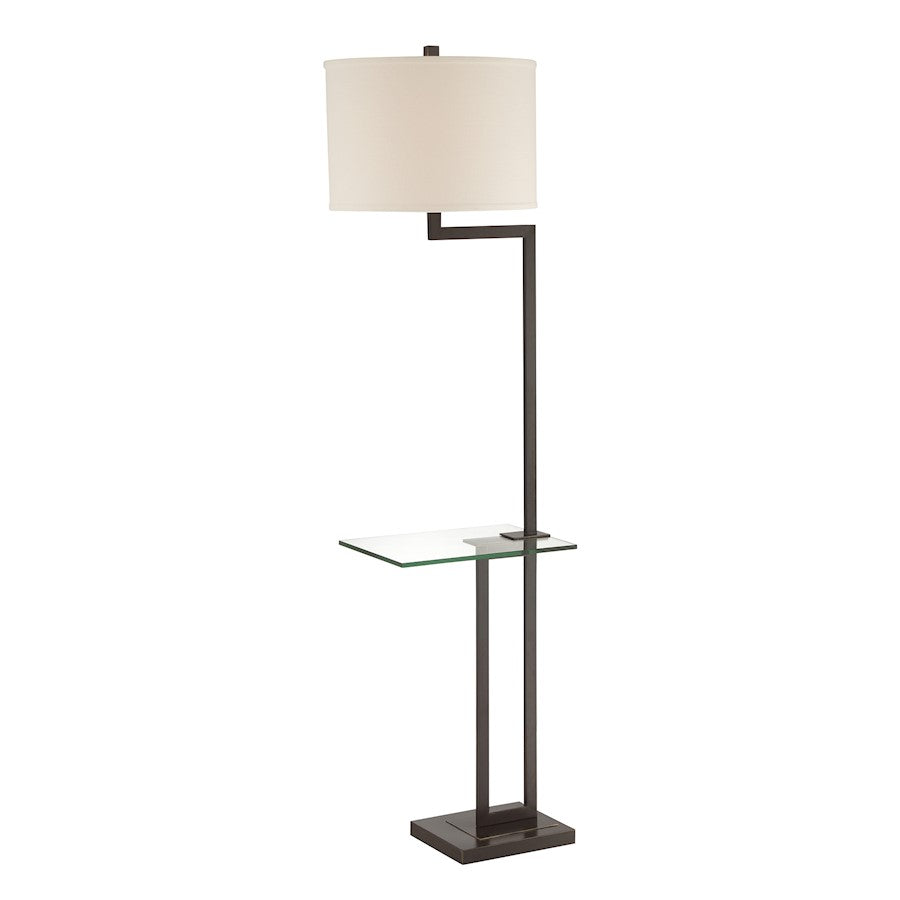 Lite Source Rudko Floor Lamp/Glass Table, Bronze/Linen, 150W - LS-81746D-BRZ