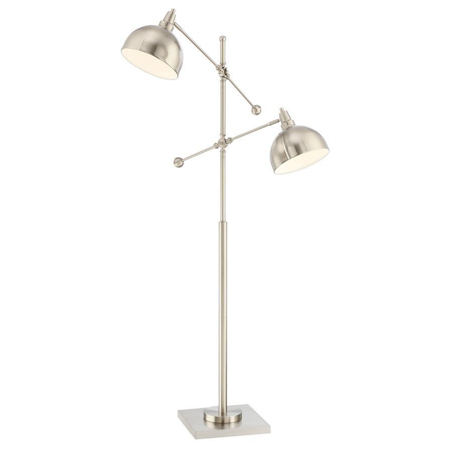 Lite Source Cupola 2-Light Metal 2 Light Floor Lamp , Nickel, 100W - LS-82605BN