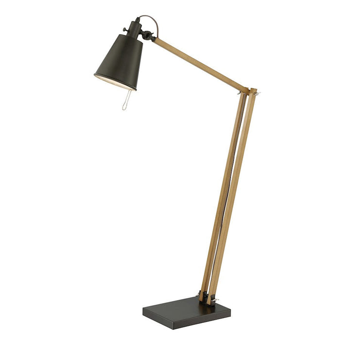 Lite Source Pisces 1 Light Floor Lamp, Black/Walnut, CFL 23W - LS-82828