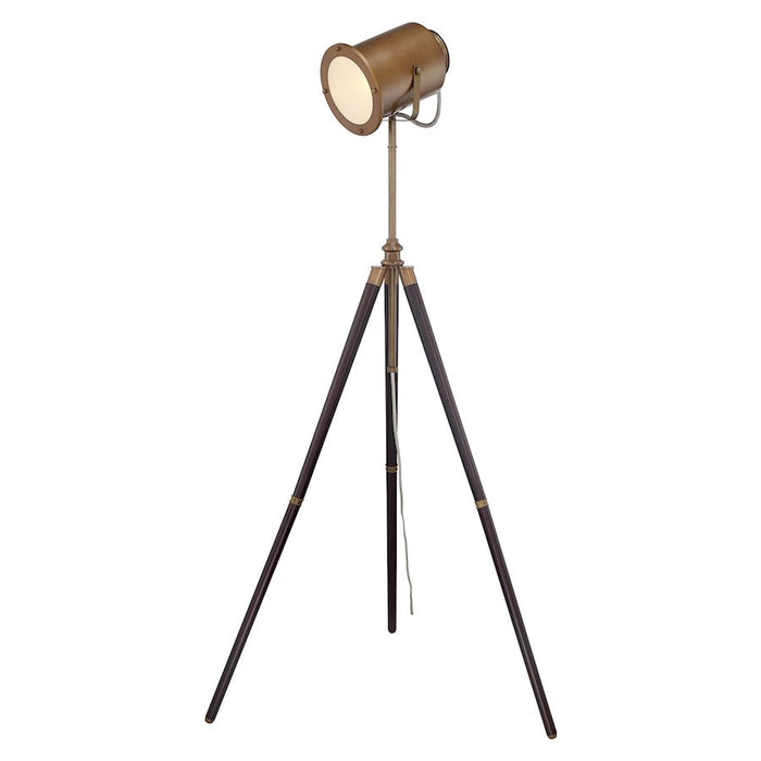 Lite Source Saga Director's 1 Light Floor Lamp, Brass/Wood Legs, 23W - LS-82940