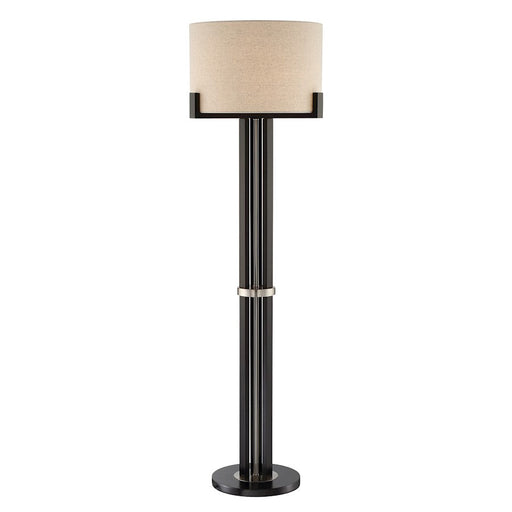 Lite Source Barend 1 Light Floor Lamp, Dark Walnut/Linen, 150W - LS-83020