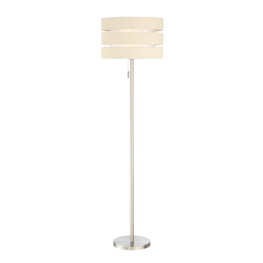 Lite Source Falan 1 Light Floor Lamp, Brushed Nickel/Linen, 100W - LS-83037