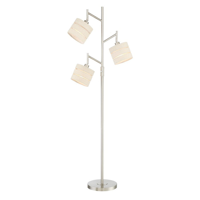 Lite Source Falan 3-Light Floor Lamp, Brushed Nickel/Linen - LS-83040