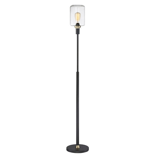 Lite Source Luken 1 Light Floor Lamp, Black/Antique Brass/Seeded, 60W - LS-83112