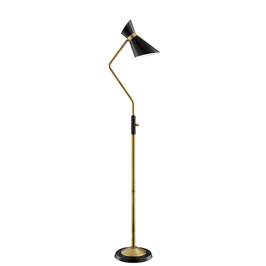 Lite Source Jared 1 Light Floor Lamp, Antique Brass/Black/Metal, 60W - LS-83135