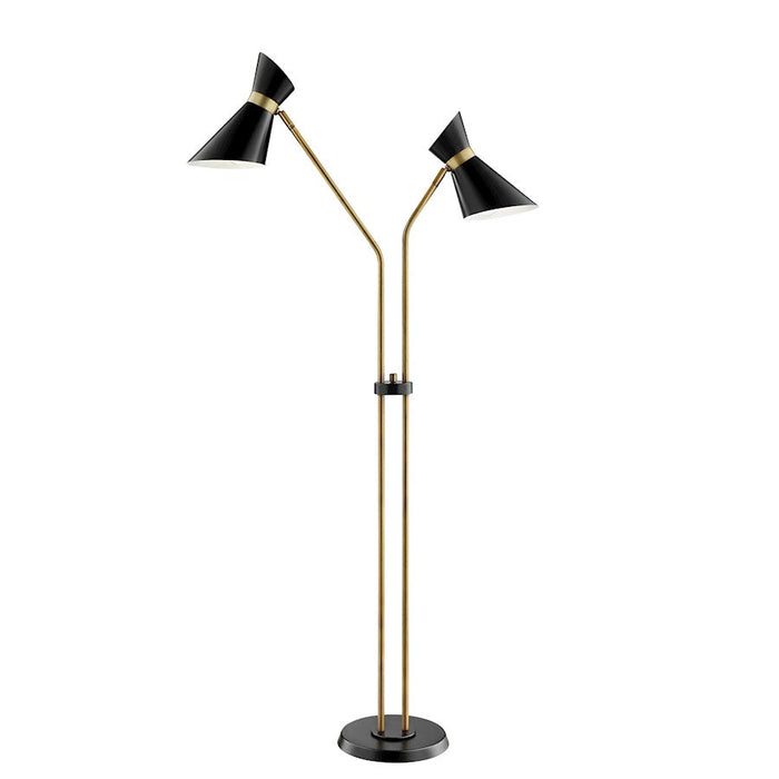 Lite Source Jared 2 Light Floor Lamp , Antique Brass/Black/Metal - LS-83136