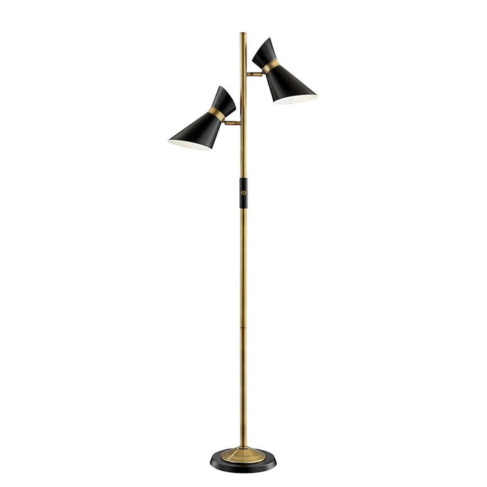 Lite Source Jared 2-Light Tree Lamp, Antique Brass/Black/Metal - LS-83137