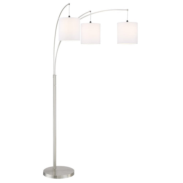 Lite Source Norlan 3-Light Arch Lamp, Brushed Nickel/White - LS-83282WHT