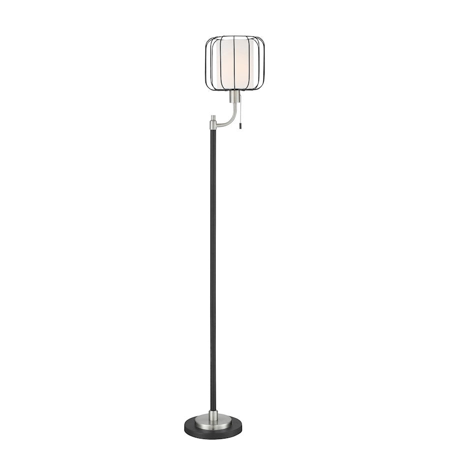 Lite Source Kaleria 1 Light Floor Lamp, Nickel/Black/White, 60W - LS-83446