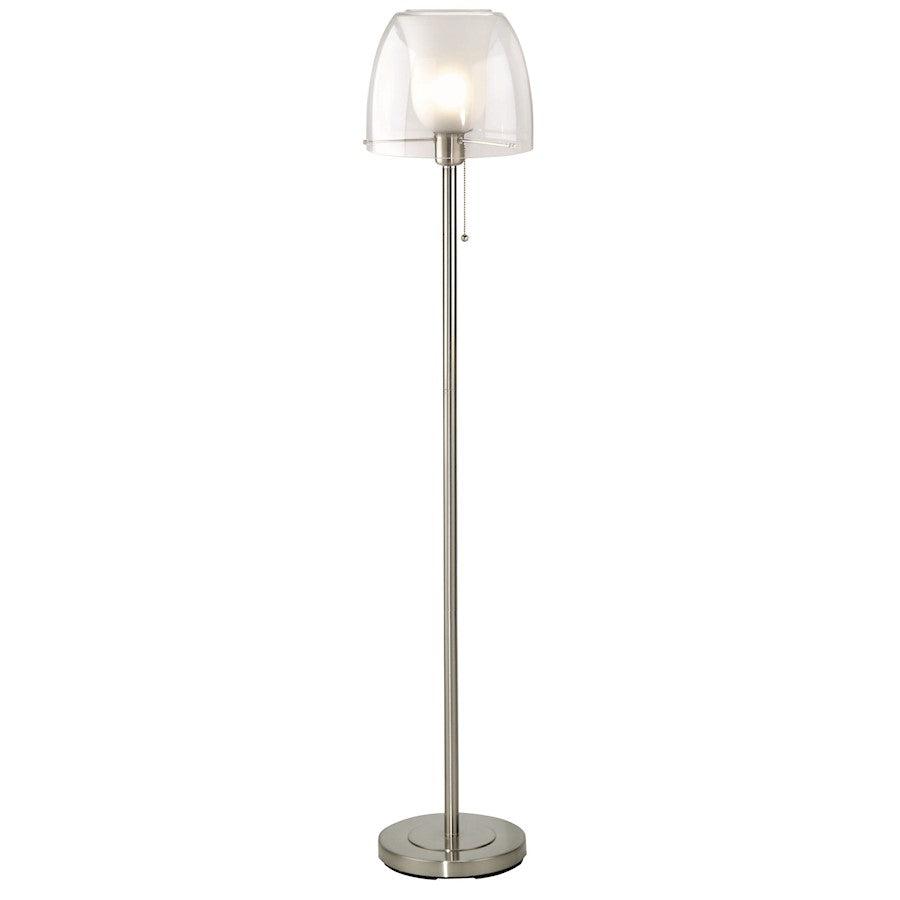 Lite Source Helmut Double 1 Light Floor Lamp, Steel/Frost, 100W - LS-9955PS-FRO