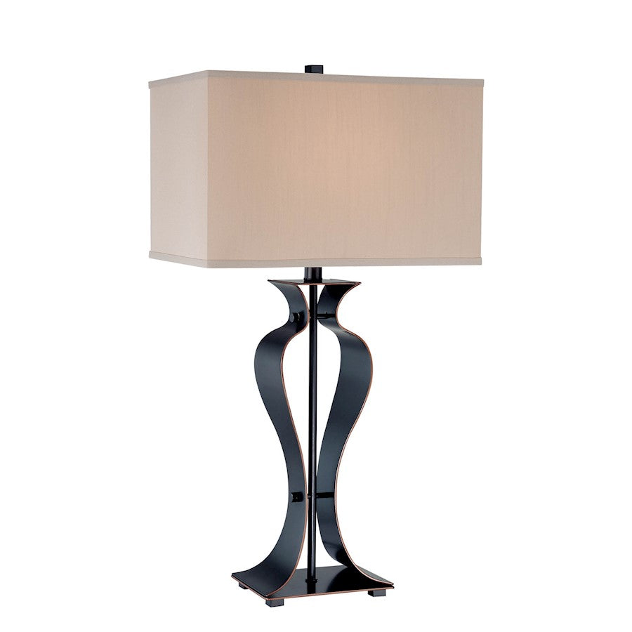 Lite Source Gada 1 Light Table Lamp, Bronze/Beige, CFL 25W - LSF-21243D-BRZ