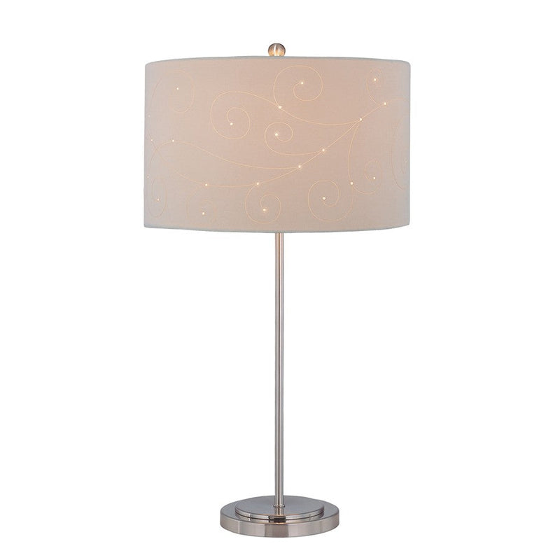 Lite Source Pomada 1 Light Table Lamp,Polished Steel/Beige, CFL 25W - LSF-21361