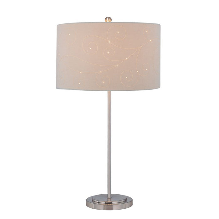 Lite Source Pomada 1 Light Table Lamp,Polished Steel/Beige, CFL 25W - LSF-21361