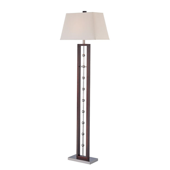 Lite Source Pharell 1 Light Floor Lamp, Chrome/Walnut/White, CFL 25W - LSF-81529