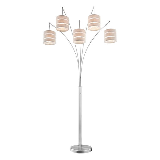 Lite Source Falan 5-Light Arch Lamp, Brushed Nickel/Linen, CFL 13W - LSF-83039