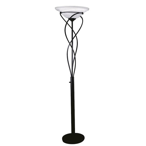 Lite Source Majesty 1 Light Torchiere/Swirl, Black/Cloud, 32W - LSF-9640BLK