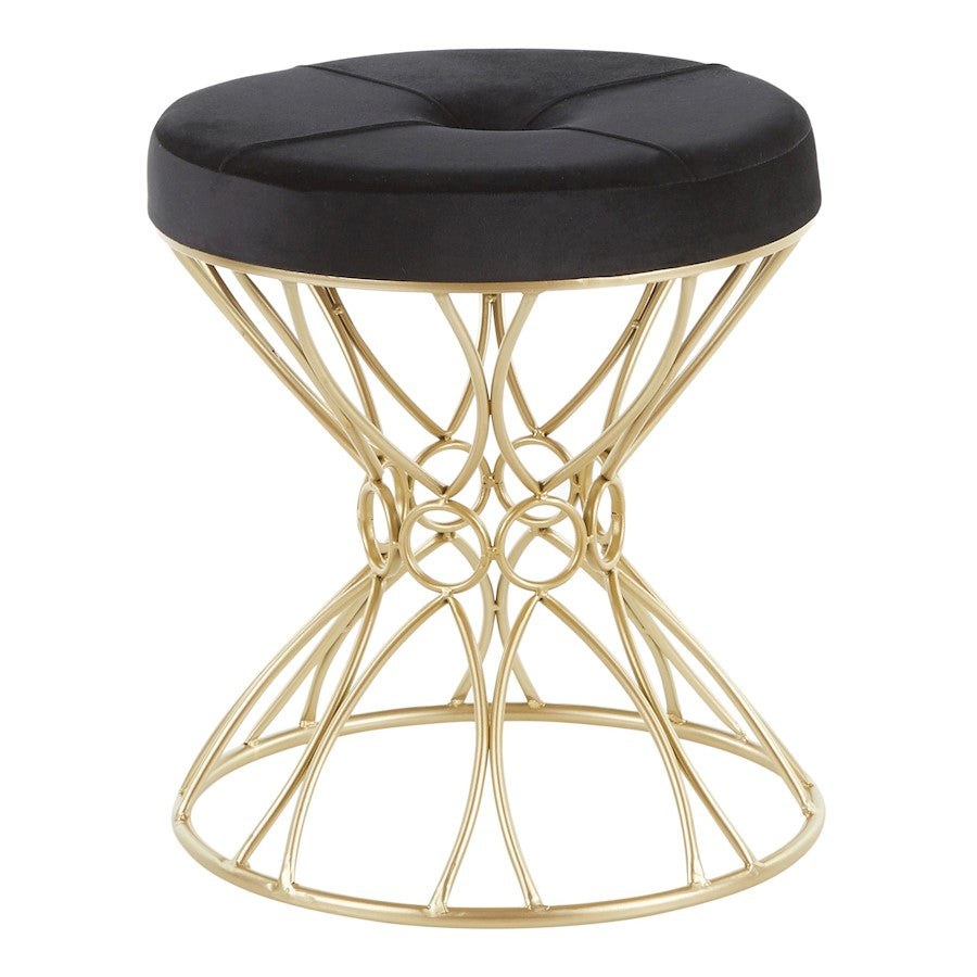 LumiSource Jasmine Vanity Stool in Gold Metal/Black Velvet - B18-JASMINEAUVBK