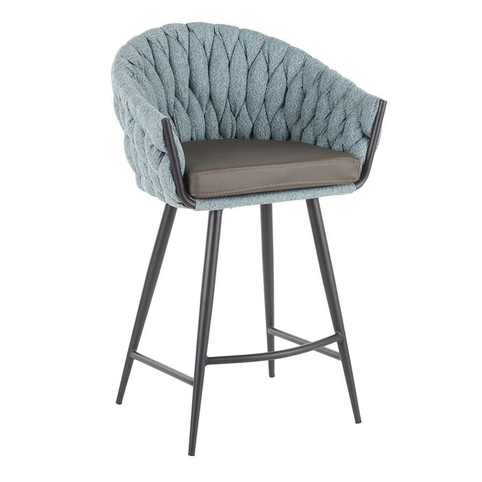 LumiSource Matisse Counter Stool, Black Metal/Blue Fabric - B26-BRAIDMATBKBU