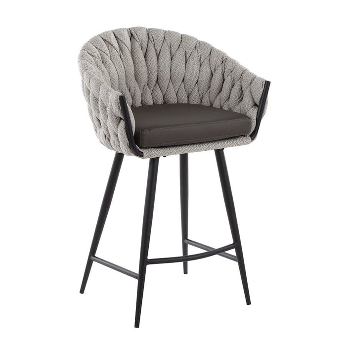 LumiSource Matisse Counter Stool, Black/Cream/Grey PU - B26-BRAIDMATBKCRGY