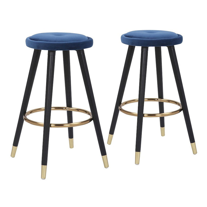 LumiSource Cavalier Set of 2 Counter Stool, Black/Blue/Gold - B26-CAVLERBKVBU2