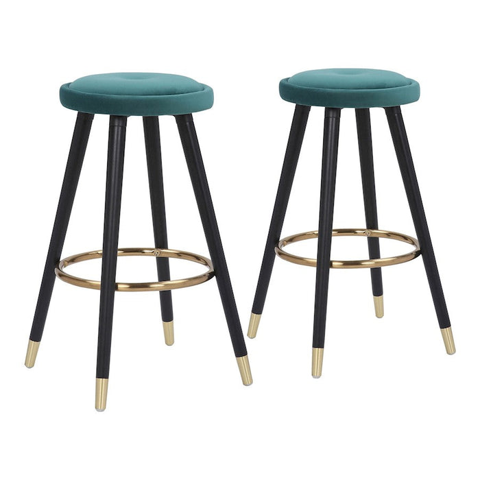 LumiSource Cavalier Set of 2 Counter Stool, Black/Green/Gold - B26-CAVLERBKVGN2