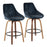 LumiSource Diana Set of 2 Counter Stool, Walnut/Blue/Black - B26-DIANAGRTQWLVBU2