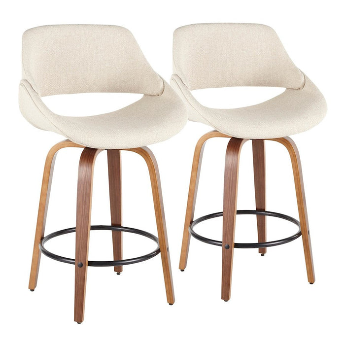 LumiSourceo Set of 2 Counter Stool, Walnut Wood/Cream/Black - B26-FBCO2XWLCR2