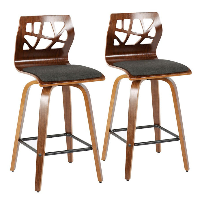 LumiSource Folia Counter Stool, Set of 2, Walnut Wood - B26-FOLIAXWLCHAR2