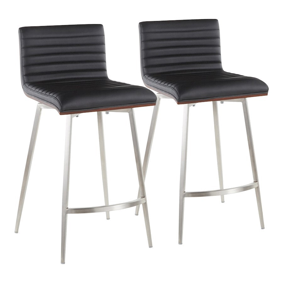 LumiSource Mason Swivel Counter Stool, Set of 2, Steel - B26-MSNSWWLBK2