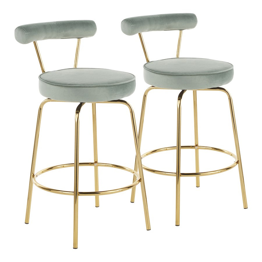 LumiSource Rhonda Counter Stool, Set of 2, Gold Metal - B26-RHONDAAULGN2