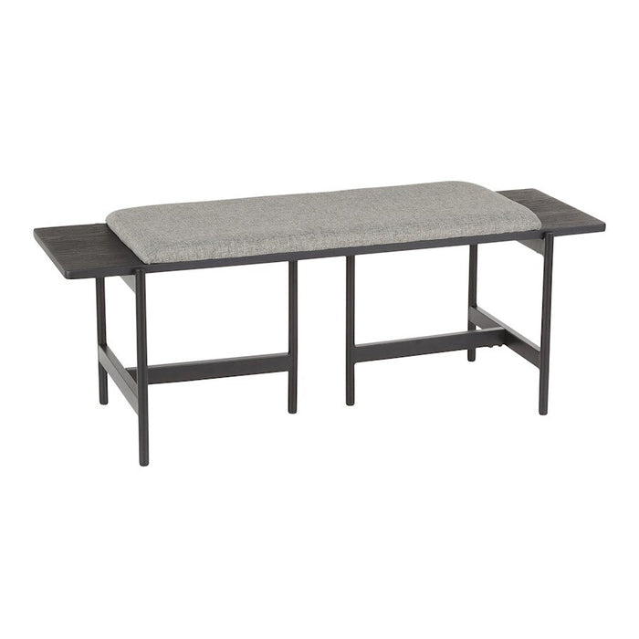 LumiSource Chloe Bench, Black Metal/Black Wood/Grey Fabric - BC-CHLOEBKGY