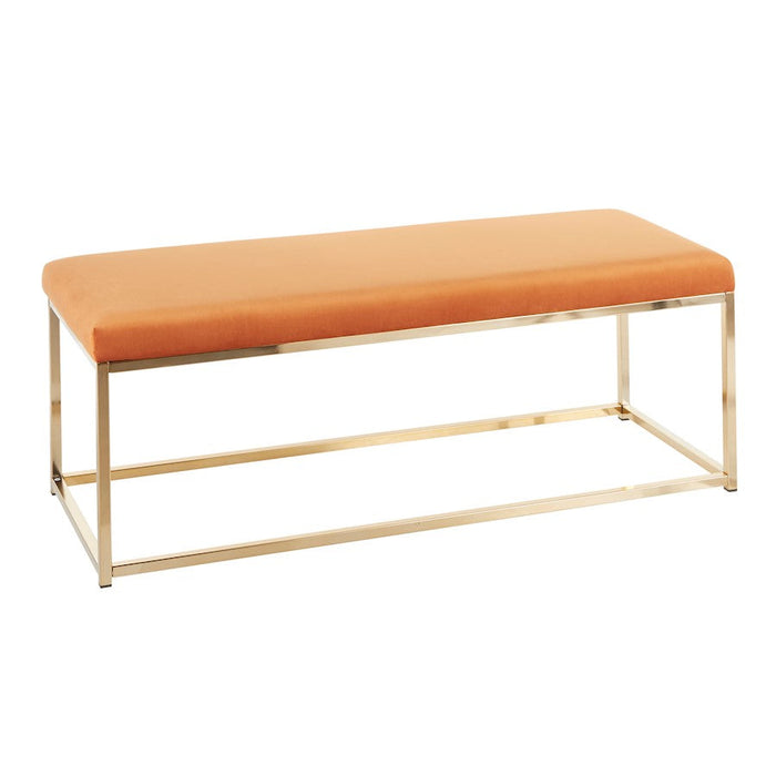 LumiSource Zenn Bench, Gold Metal/Orange Velvet - BC-ZENNAUOR