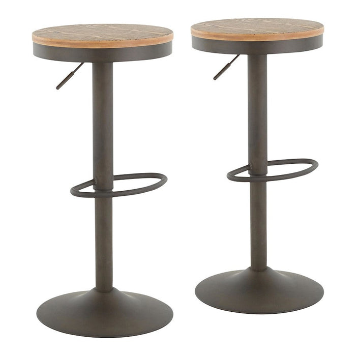 LumiSource Dakota Set of 2 Barstool in Antique Metal/Bamboo - BS-DAKAN2