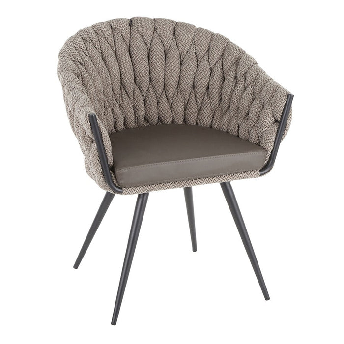 LumiSource Matisse Chair, Black Frame/Grey PU/Grey Fabric - CH-BRAIDMATBKGY