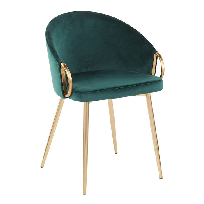 LumiSource Claire Chair, Gold Metal/Emerald Green Velvet - CH-CLAIREAUVGN